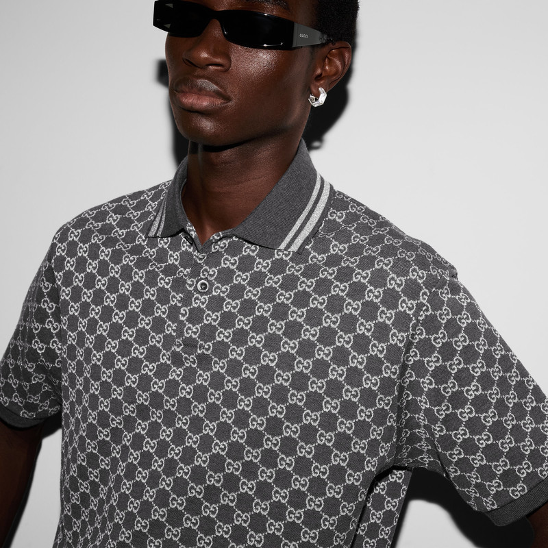 GG cotton lurex jacquard polo shirt 5