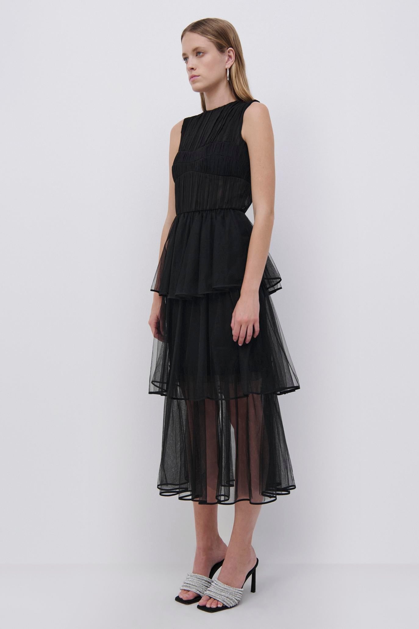 Benton Tulle Plisse Midi Dress - 6