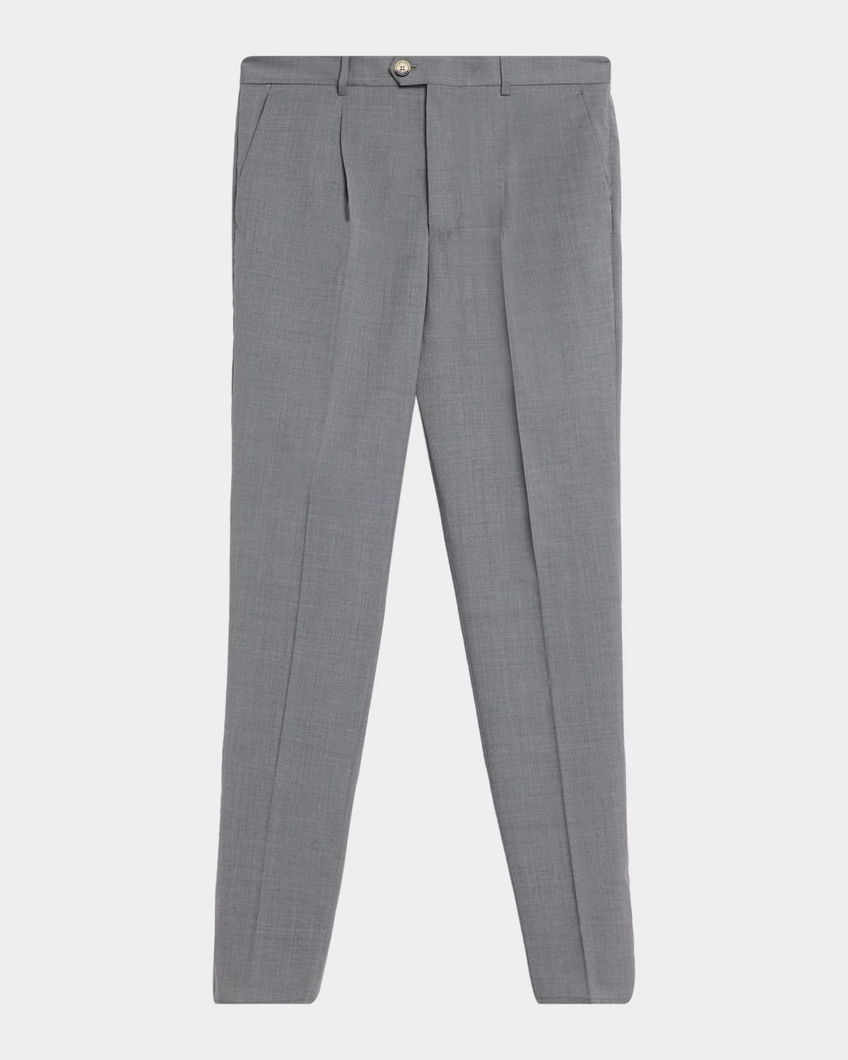 Men's Virgin Wool Sharkskin Pleated Trousers - 1