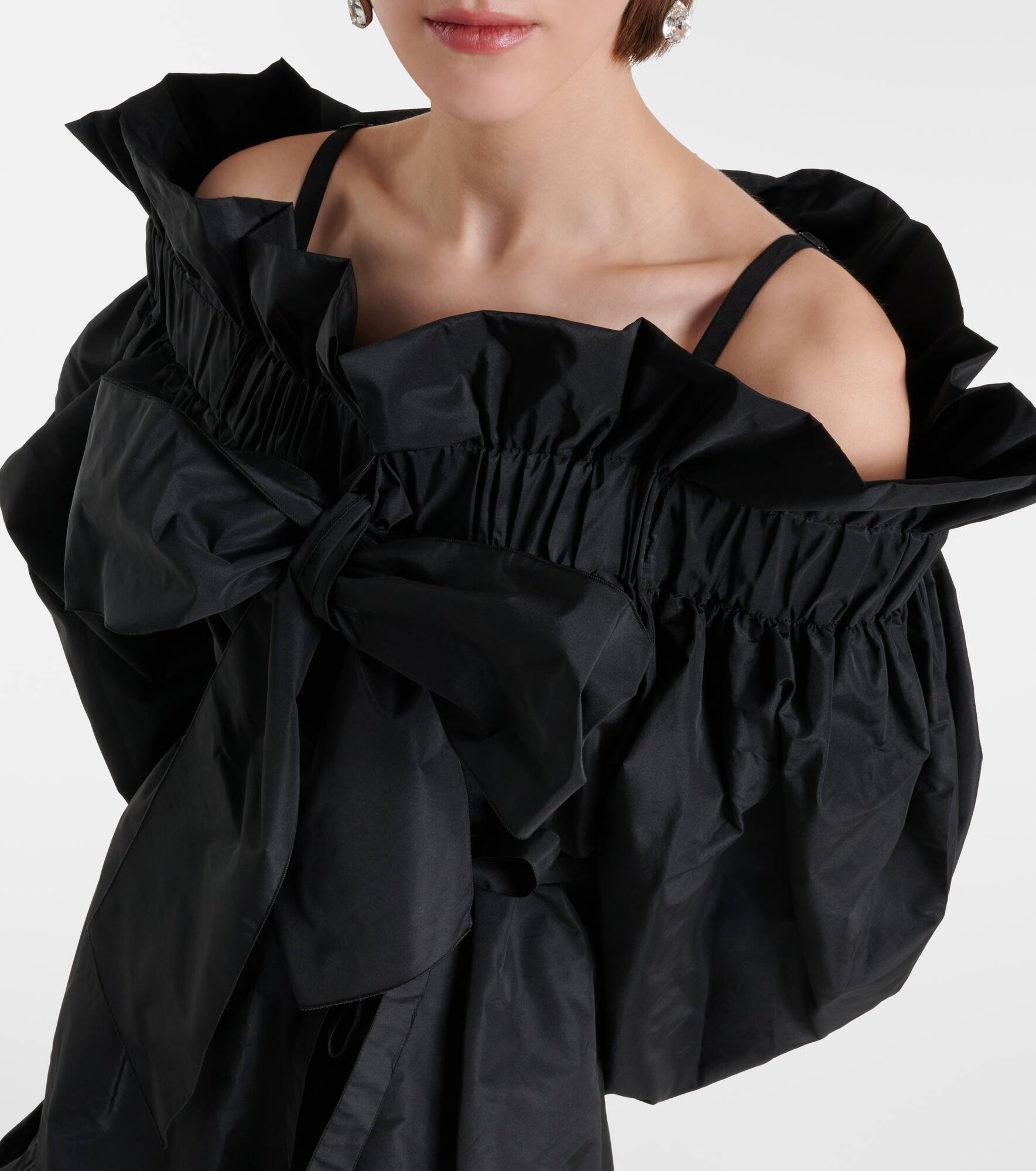 Bow-detail ruffled faille minidress - 4