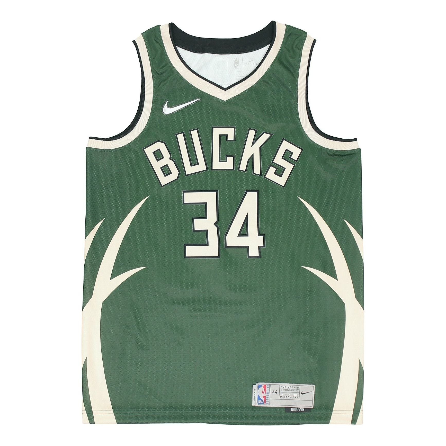 Nike NBA Retro Basketball Jersey/Vest SW Fan Edition Milwaukee Bucks Alphabet 34 Green Army green CN - 1