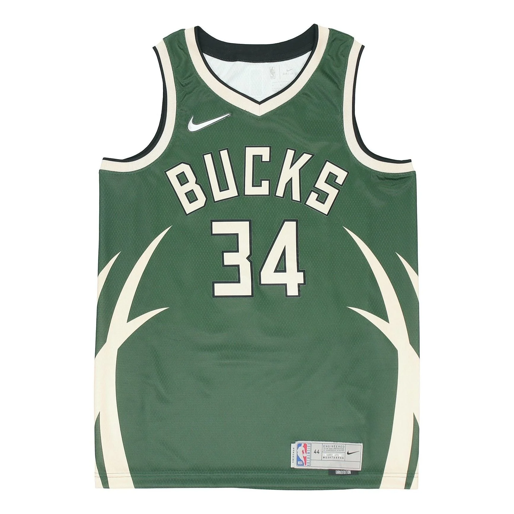 Nike NBA Retro Basketball Jersey/Vest SW Fan Edition Milwaukee Bucks Alphabet 34 Green Army green CN - 1