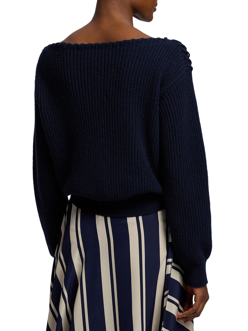 Women's Boatneck Rib-Knit Cashmere Sweater - Icon Navy 5