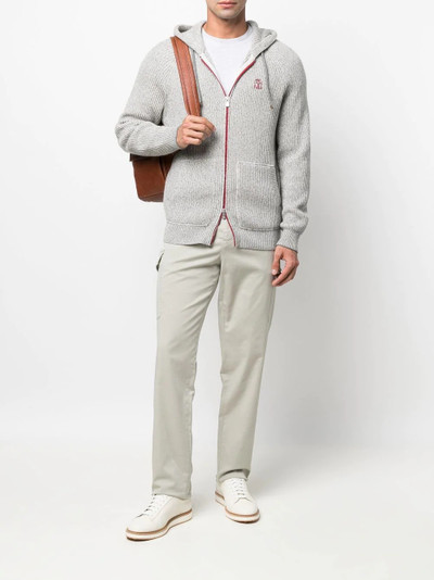 Brunello Cucinelli zip-up hooded cardigan outlook