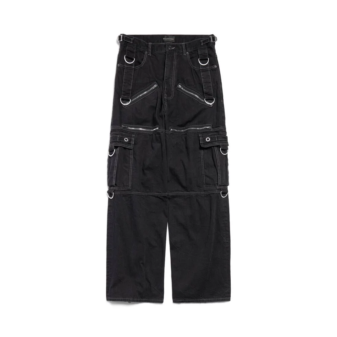 Men's D-ring Cargo Pants in Lightweight Black - 1