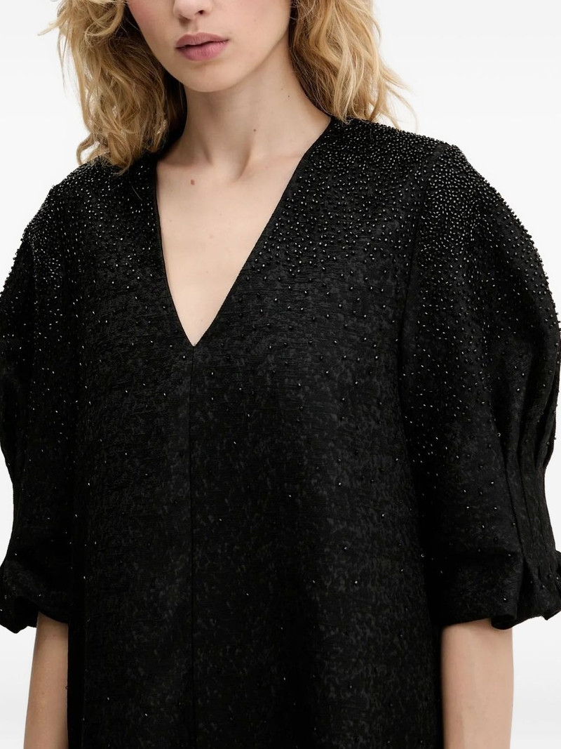 beaded puff-sleeve mini dress 4