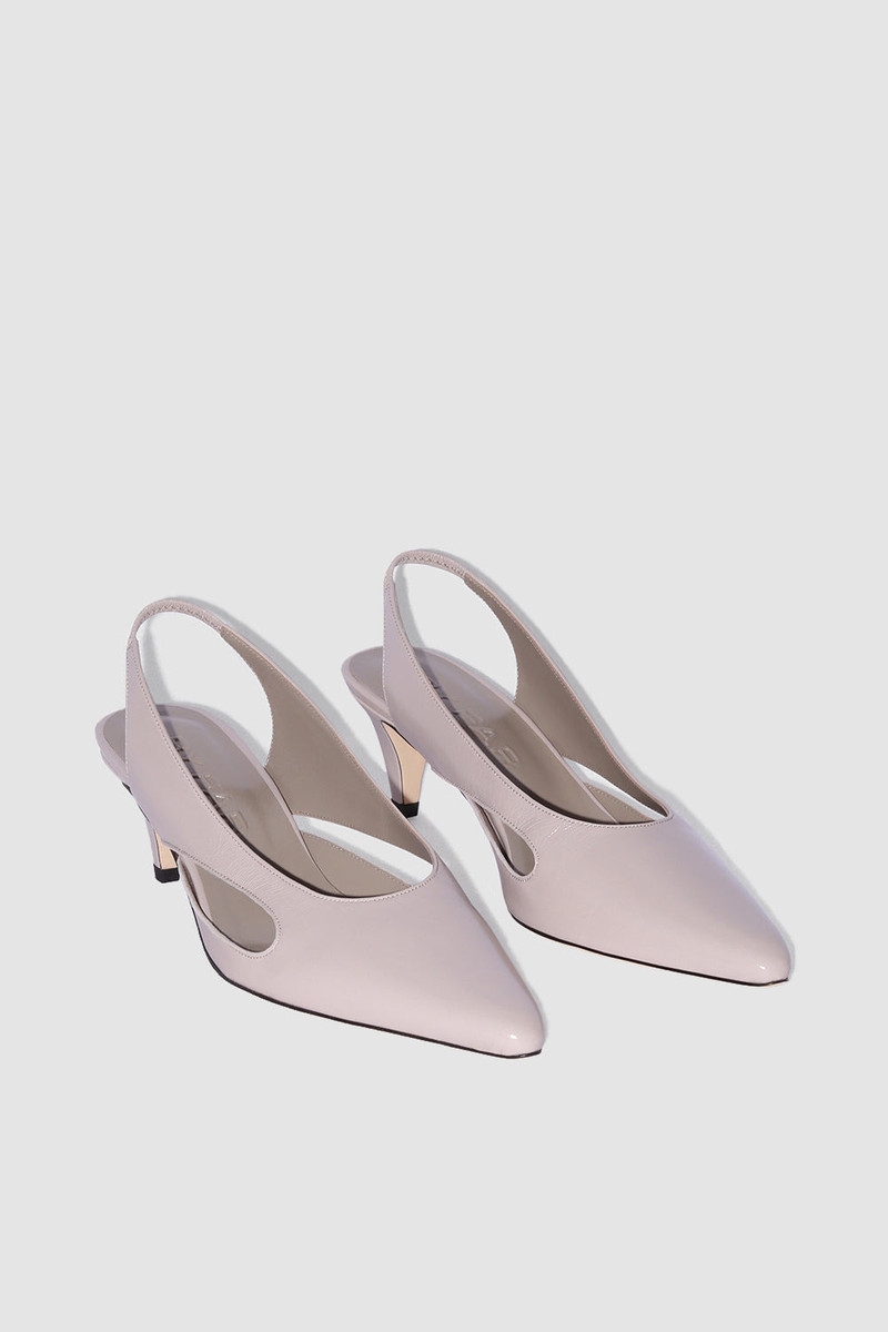 BY FAR Runa Fossil Glossed Nappa Leather Slingback Pump outlook