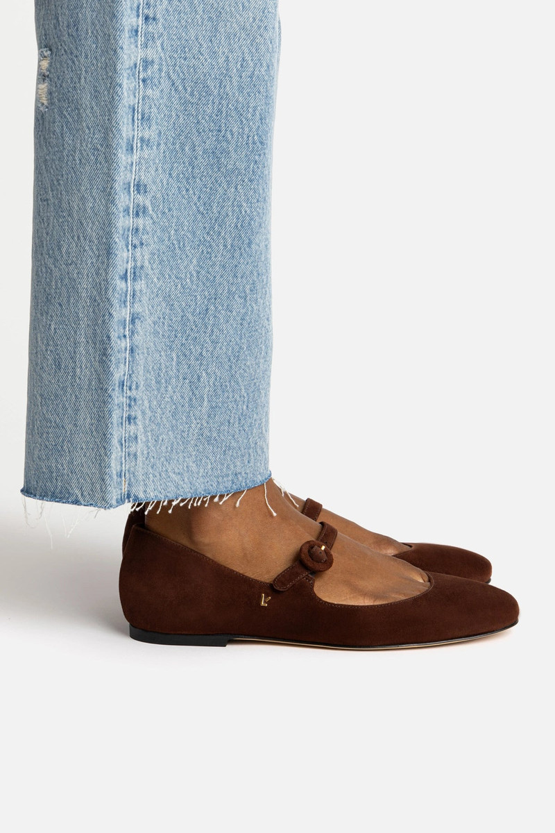 Larroudé Blair Ballet Flat In Brown Suede outlook