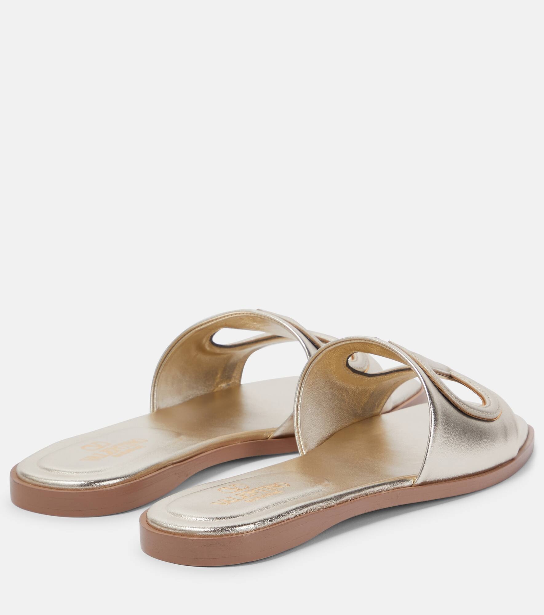 VLogo metallic leather mules - 3