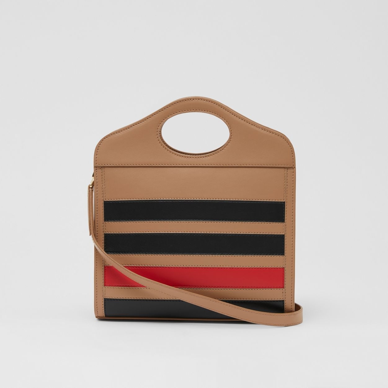 Mini Striped Intarsia Leather Pocket Bag - 8