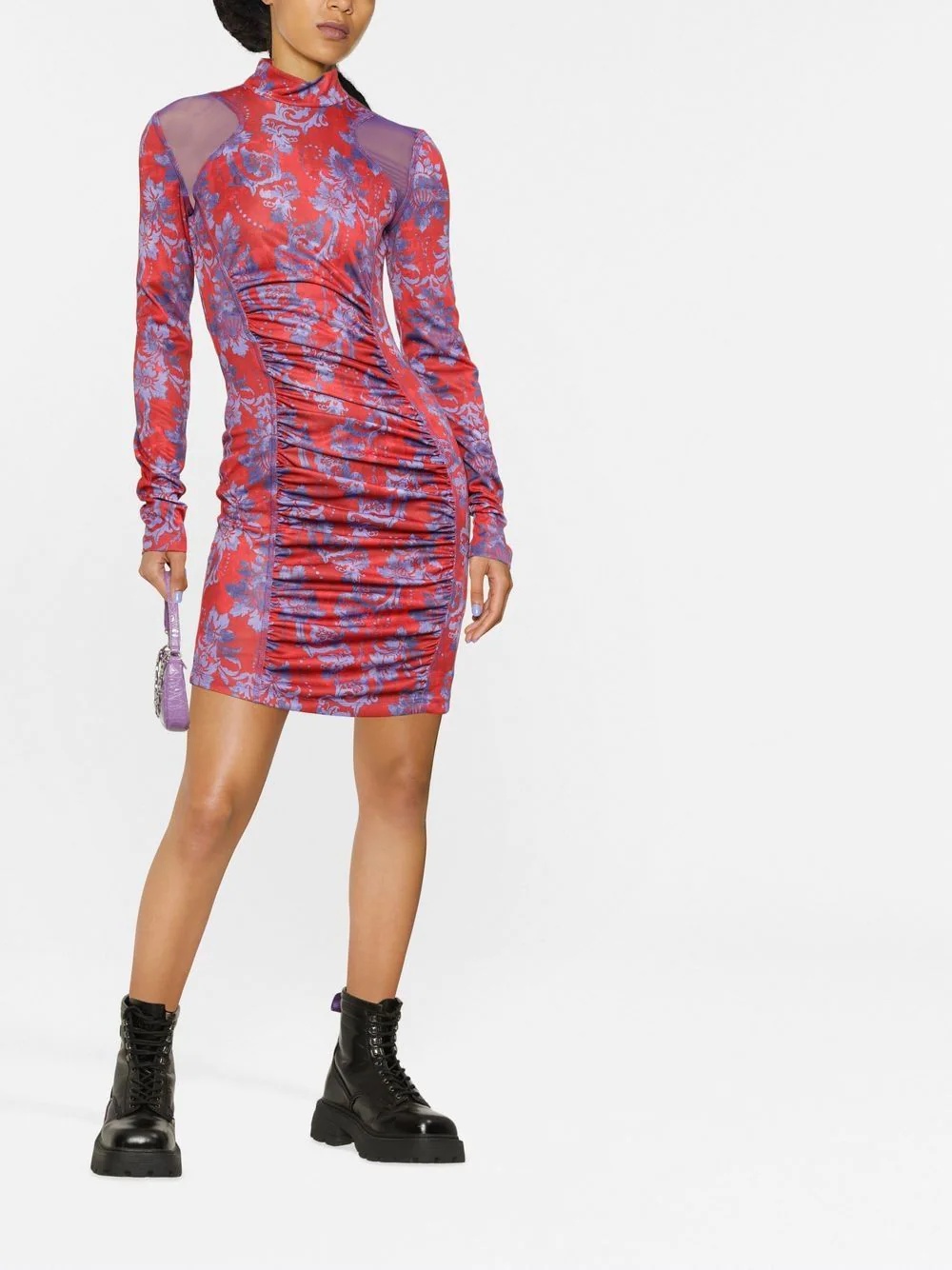 paisley-print ruched minidress - 2