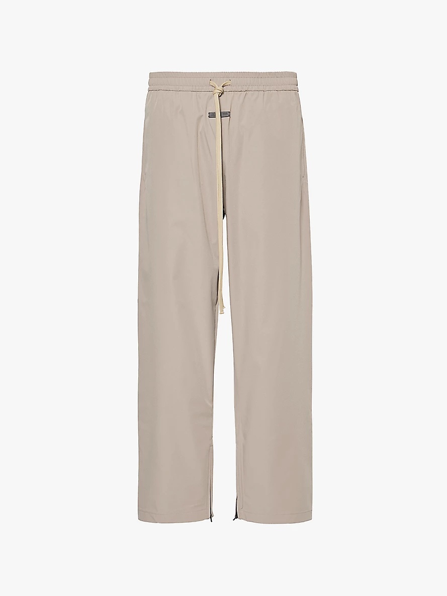 Straight-leg brand-patch stretch-woven trousers - 1