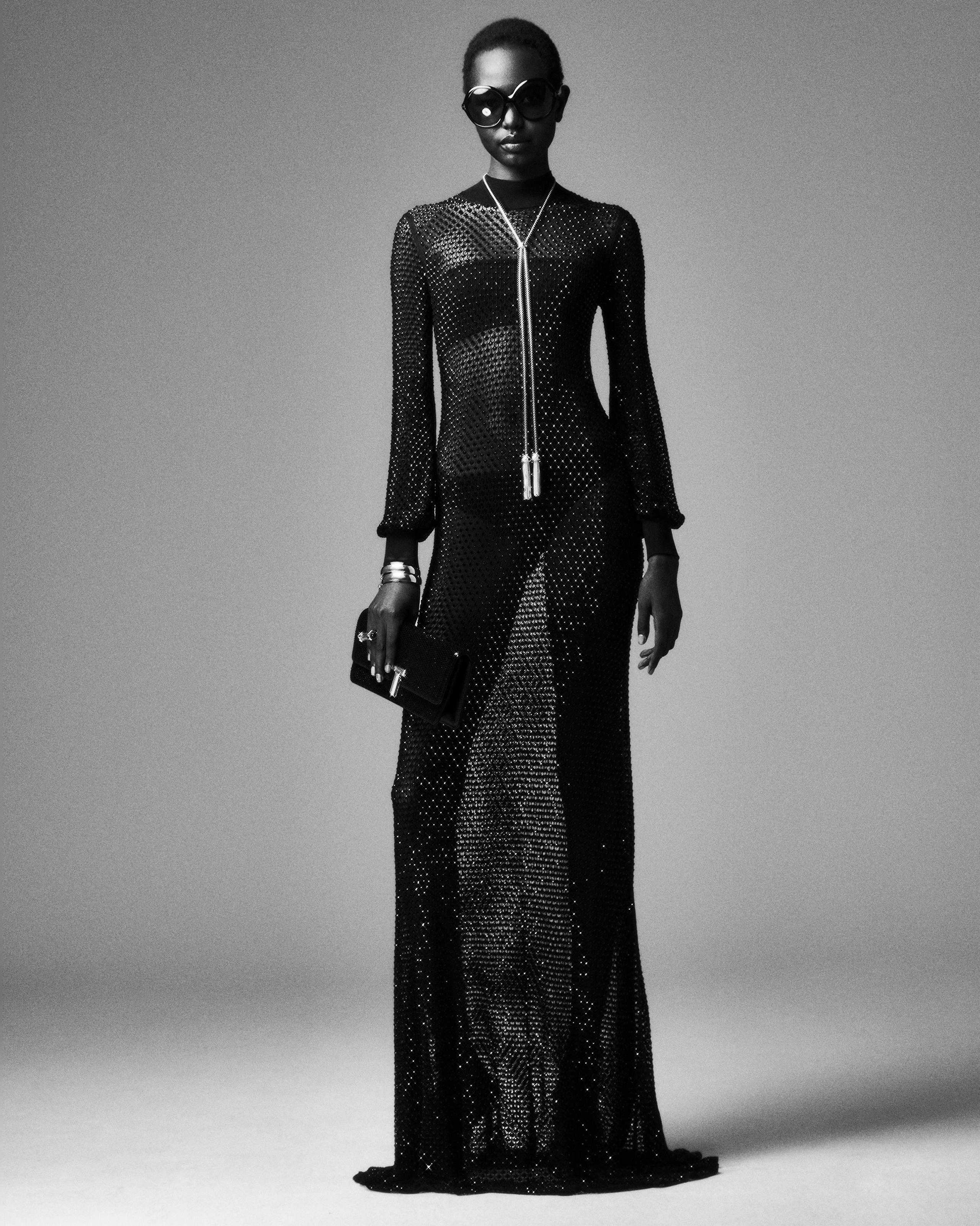 LONG DRESS WITH ROMANTIC SLEEVES AND MOCK NECK - 5