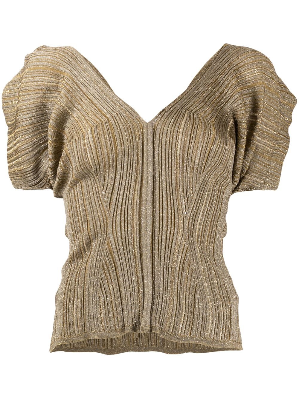 metallic-thread rib-knit top - 1