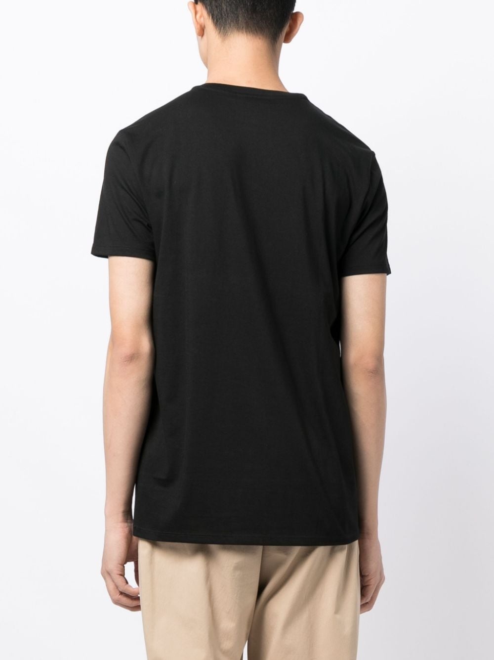 logo-patch V-neck cotton T-shirt - 4