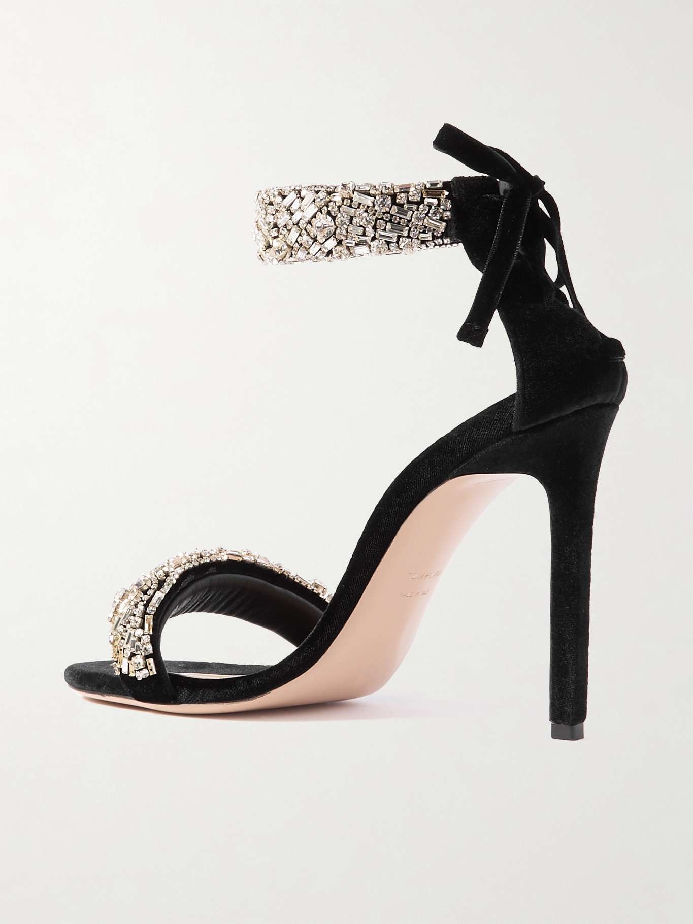 Crystal-embellished velvet sandals Black - 3