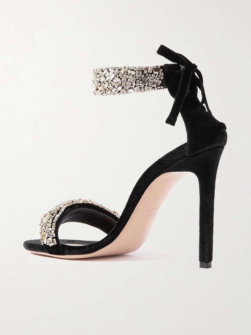 Crystal-embellished velvet sandals Black 3