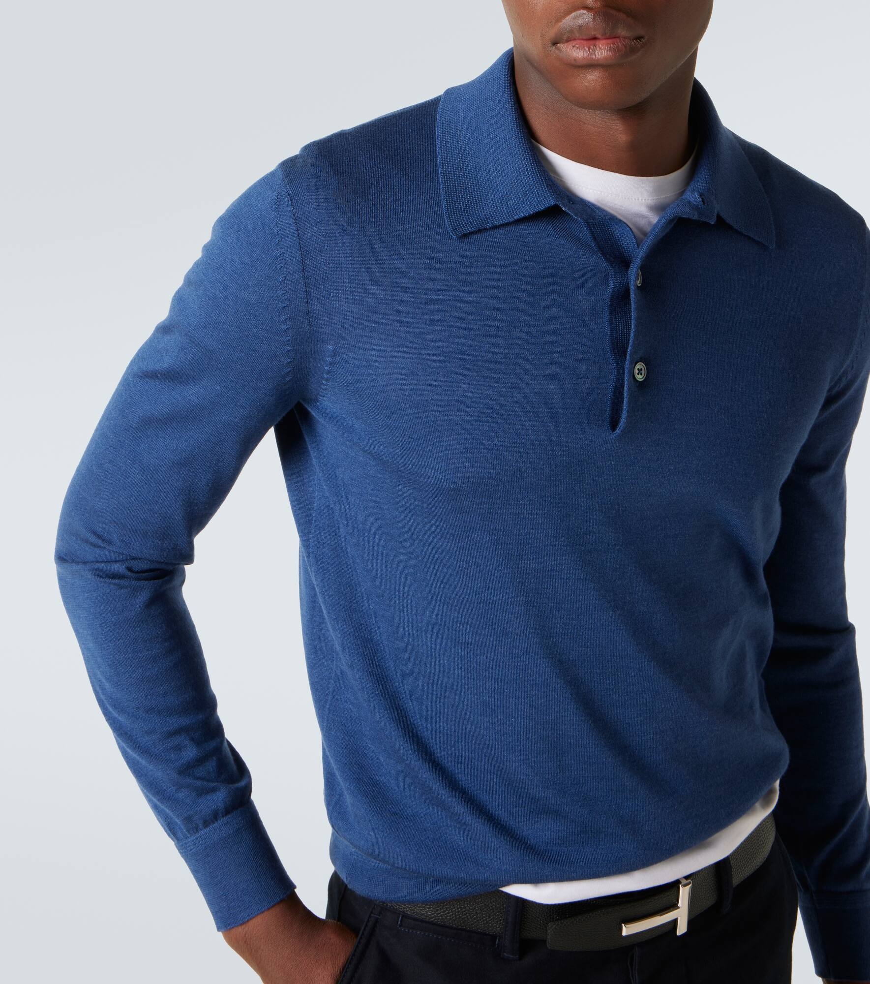 Cashmere and silk polo sweater - 5
