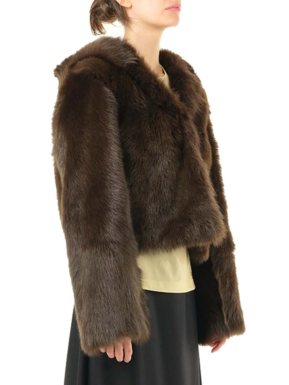 Shearling Hooded Jacket Coats Brown - 6