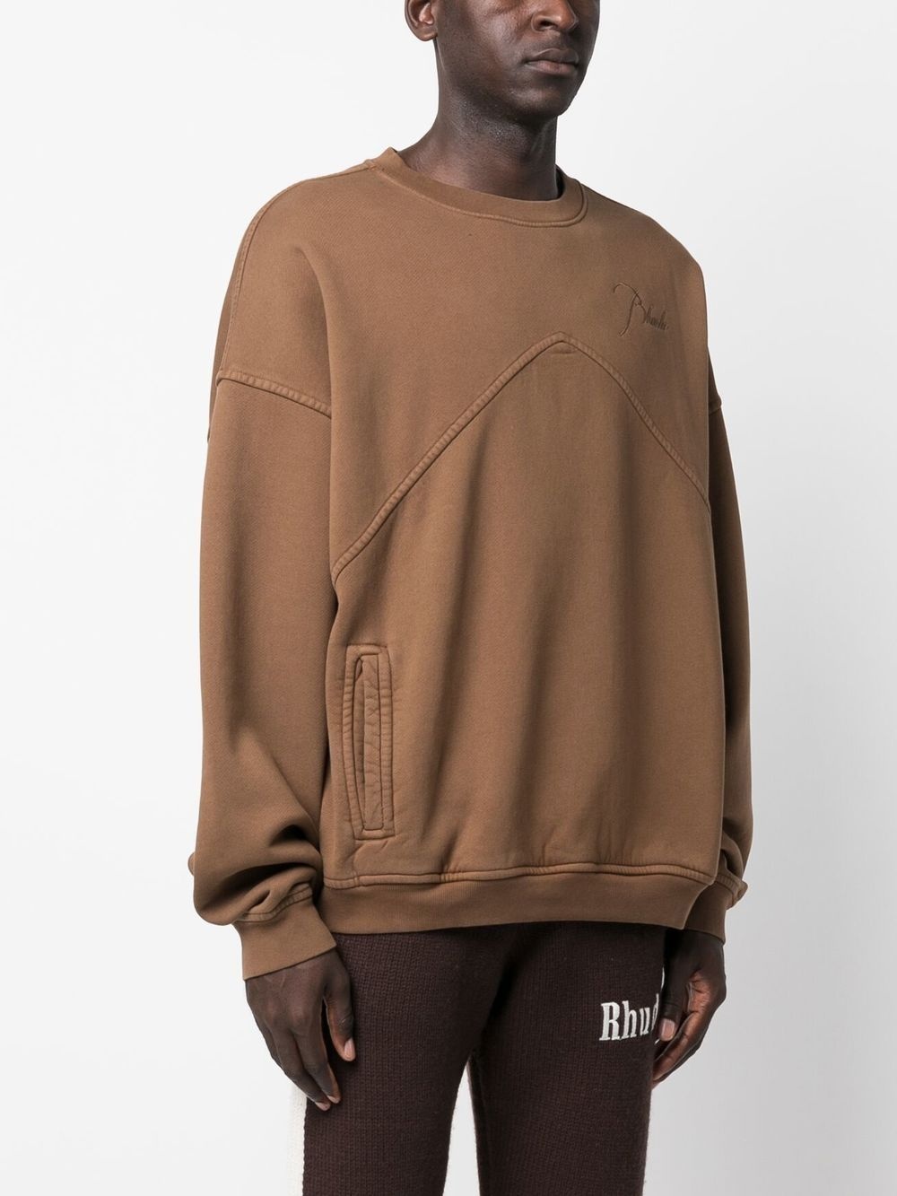 logo-embroidered oversize jumper - 3