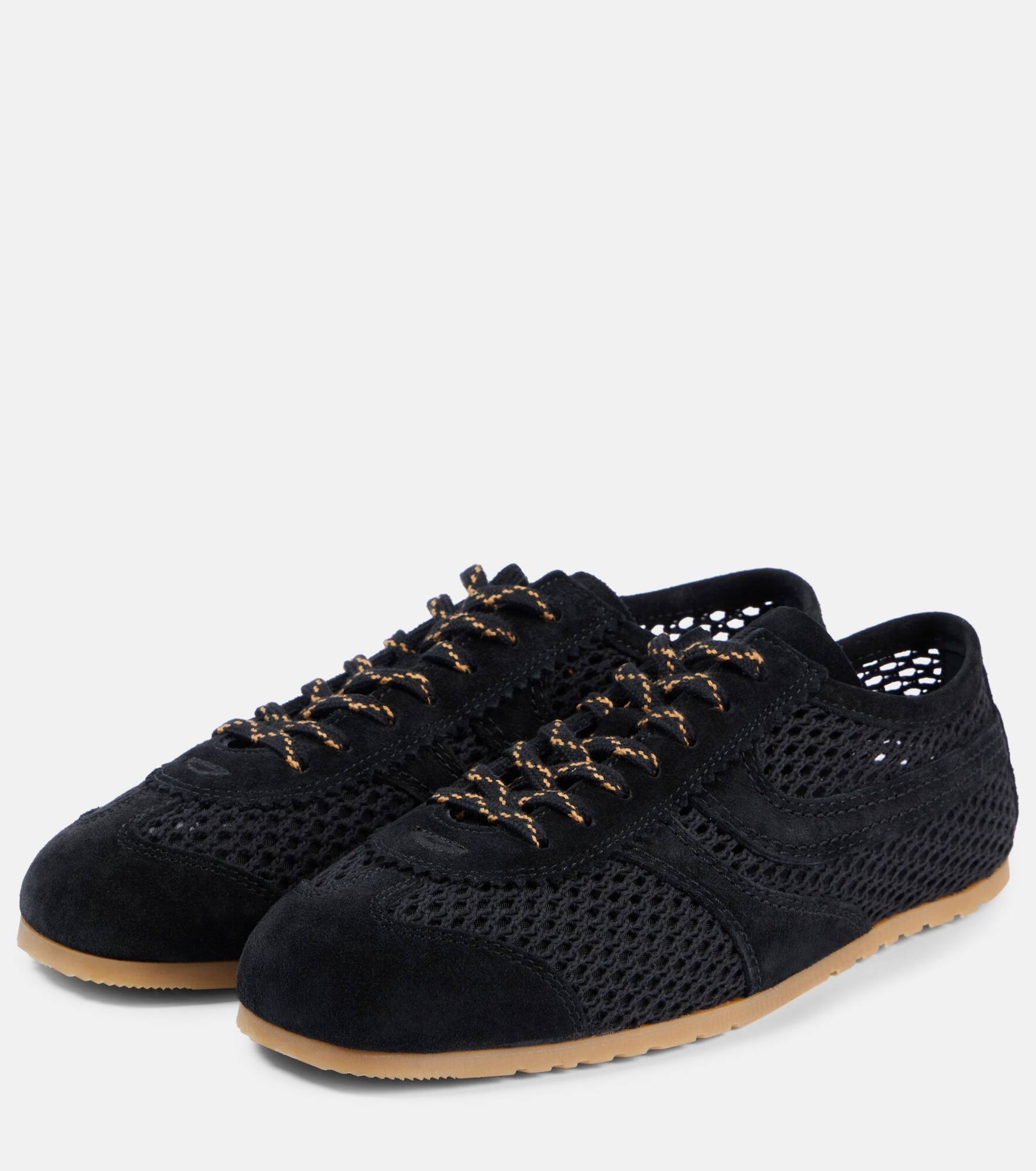 Suede-trimmed mesh sneakers - 4