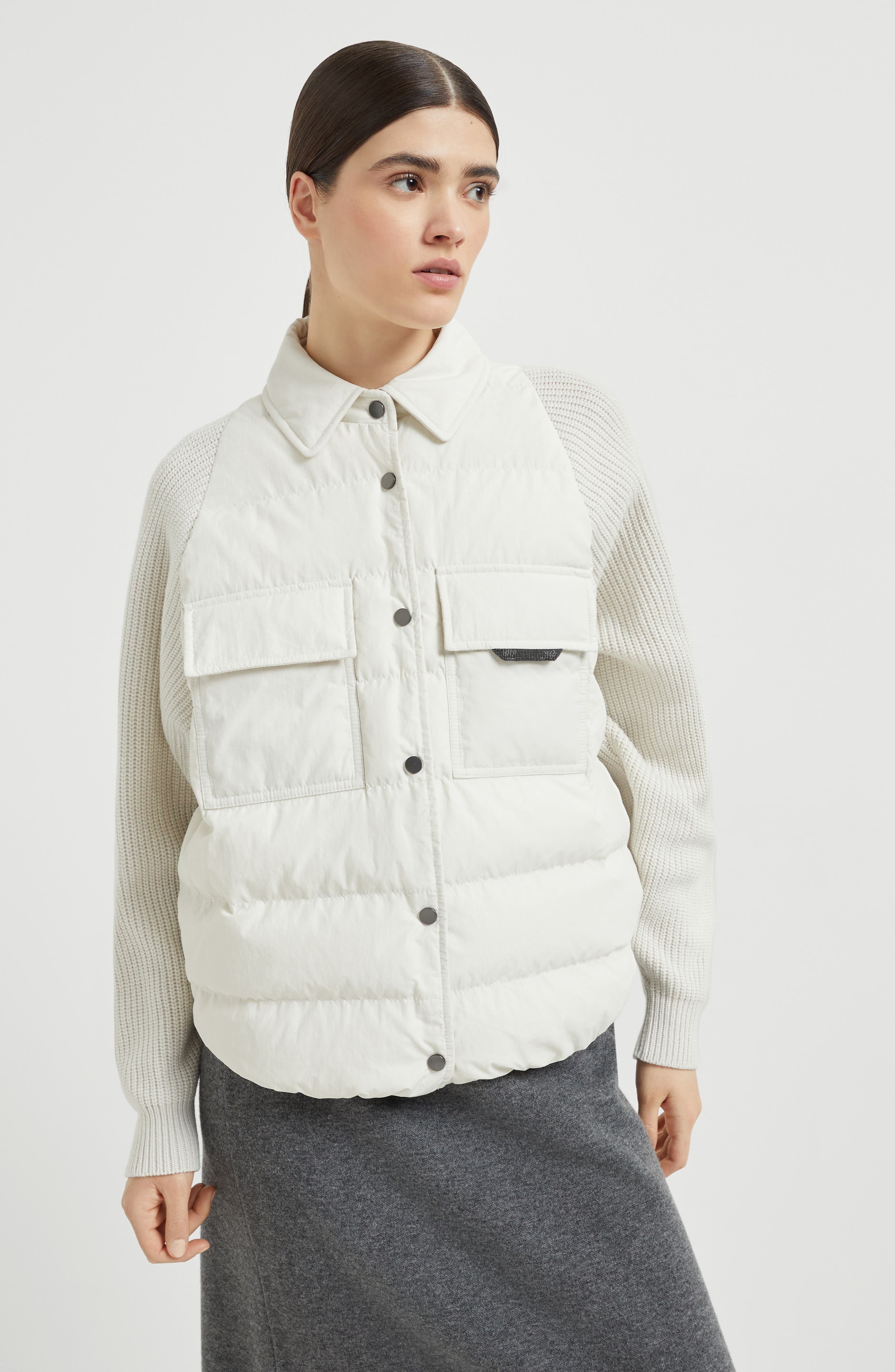Brunello Cucinelli Cotton down jacket in Ivory at Nordstrom - 2