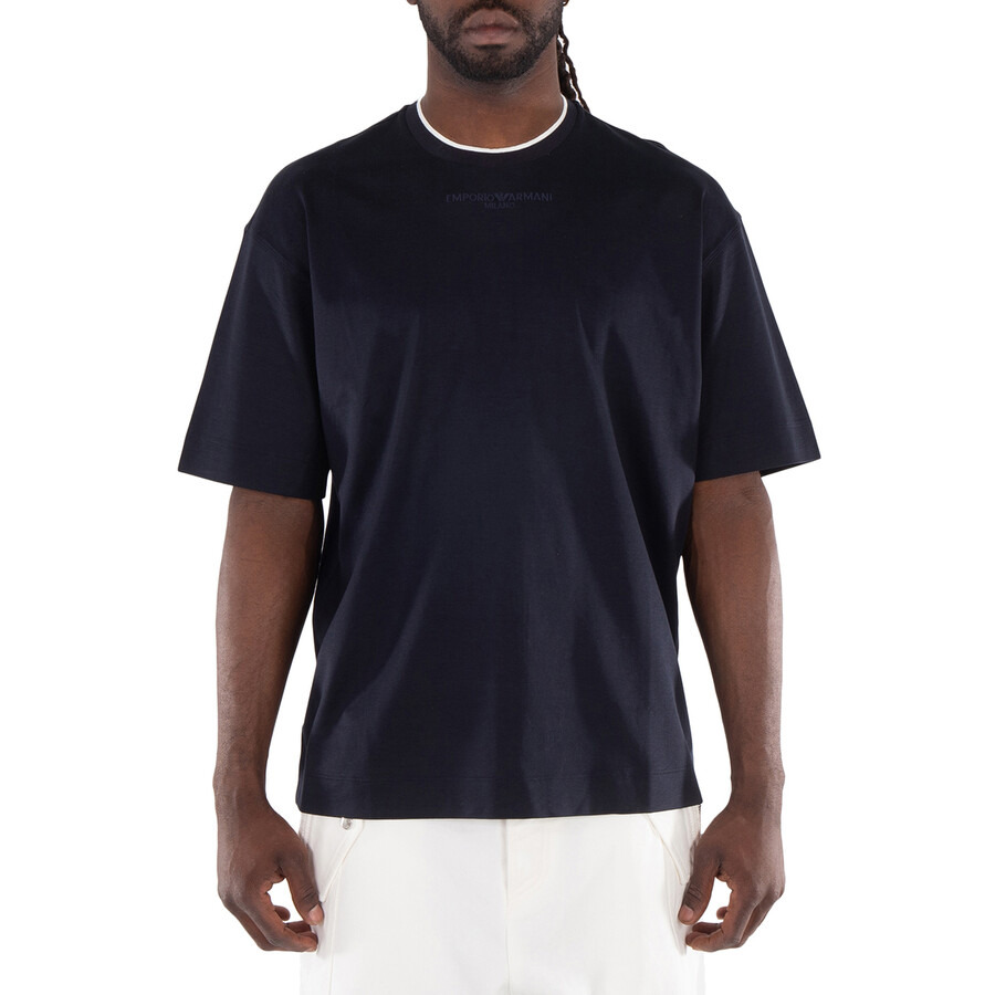 Emporio Armani Navy Logo Embroidered T-Shirt - 1