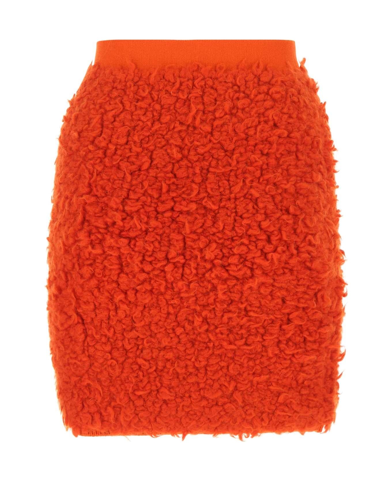 Red Wool Blend Skirt - 2