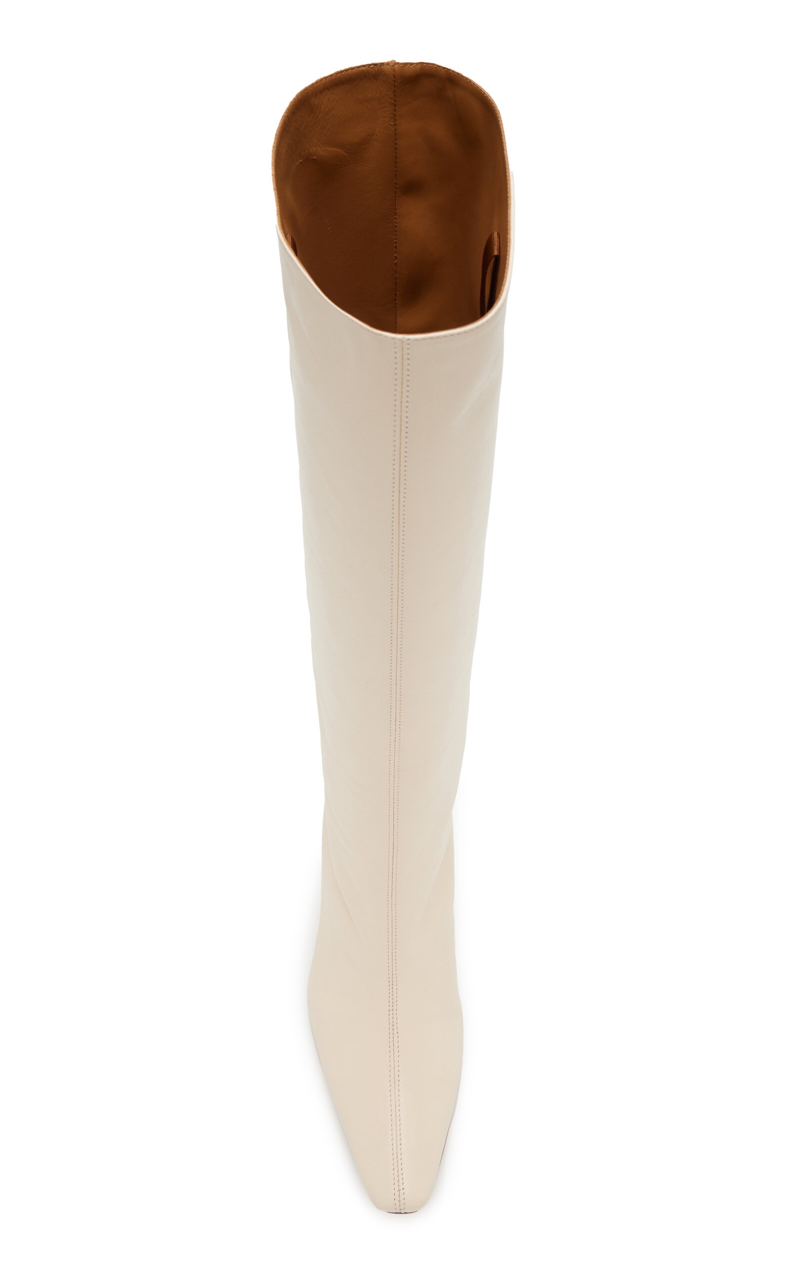 STAUD Wally Leather Knee Boots white | REVERSIBLE