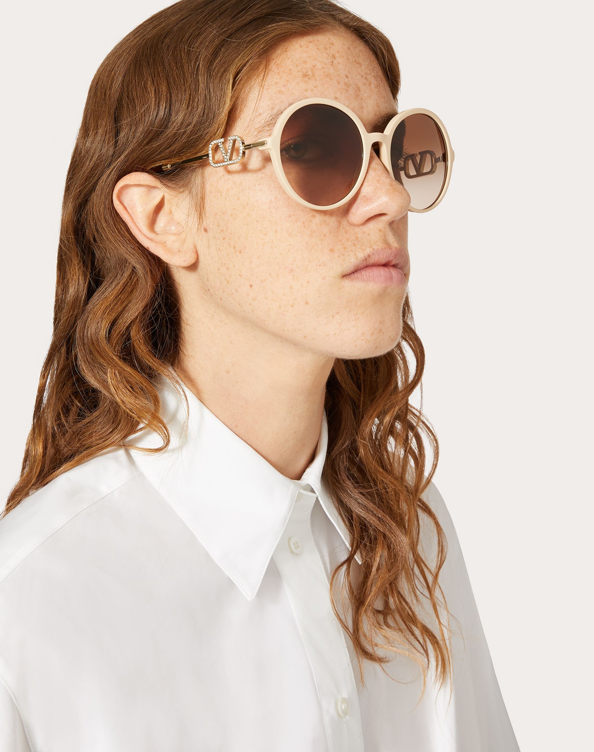 ROUND ACETATE FRAME WITH VLOGO SIGNATURE CRYSTALS - 5