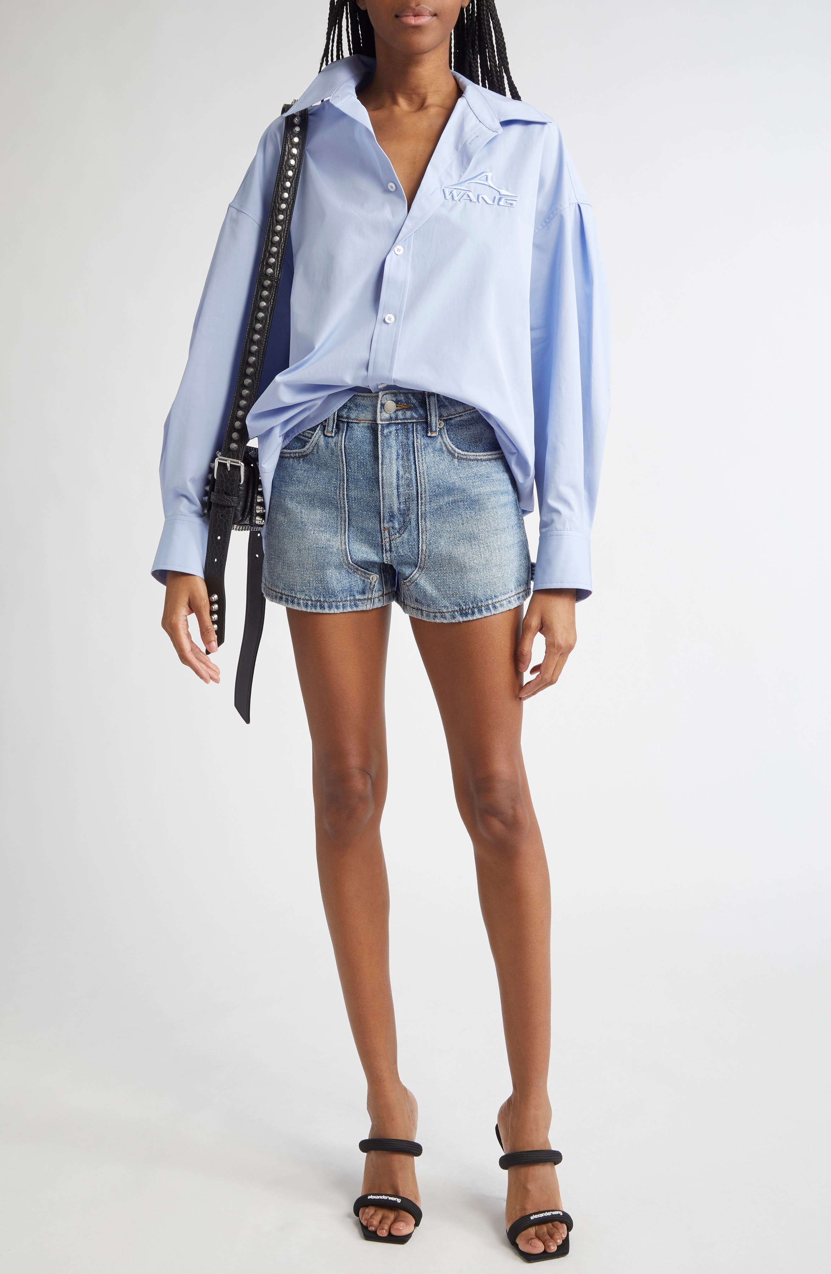 Alexander Wang High Waist Denim Carpenter Shorts in Classic Worn Indigo at Nordstrom - 2