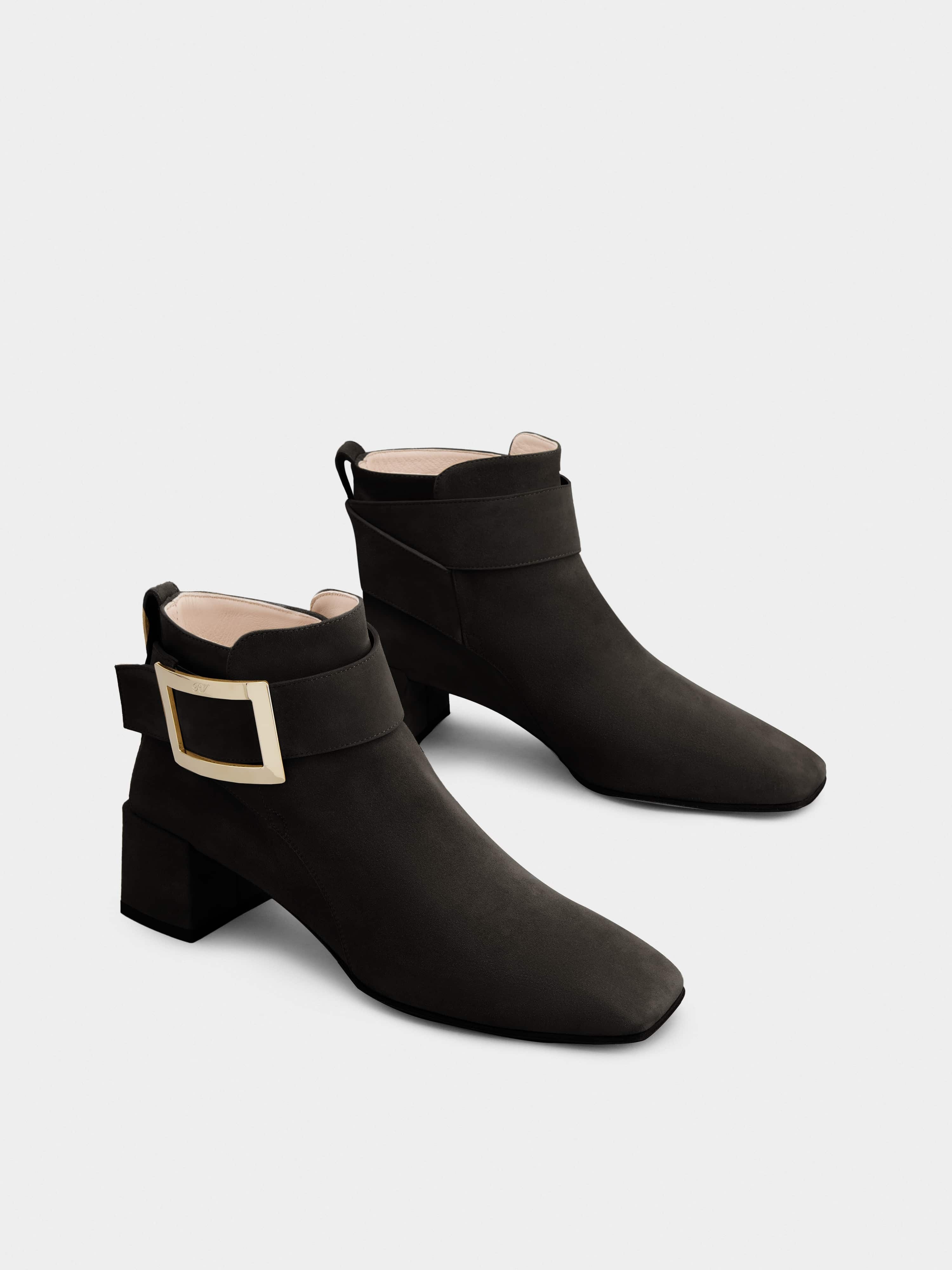 So Vivier Metal Buckle Ankle Boots in Suede - 2
