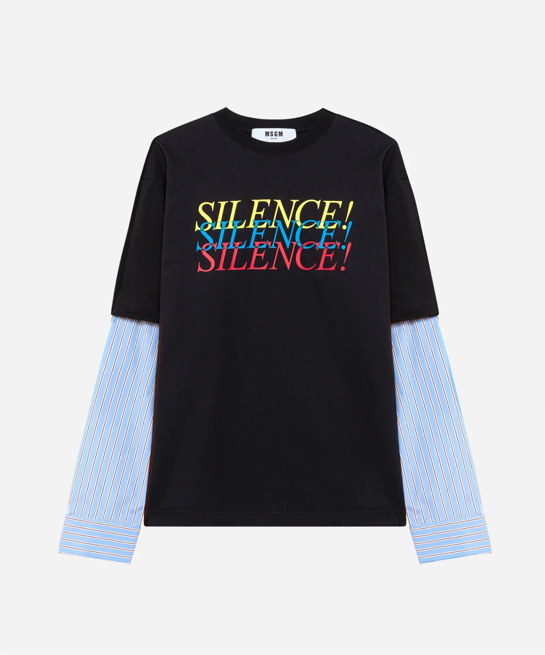 Layered jersey and poplin t-shirt - 1