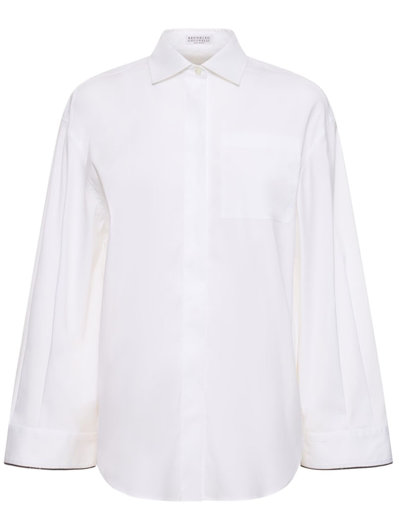 Stretch cotton poplin shirt - 1
