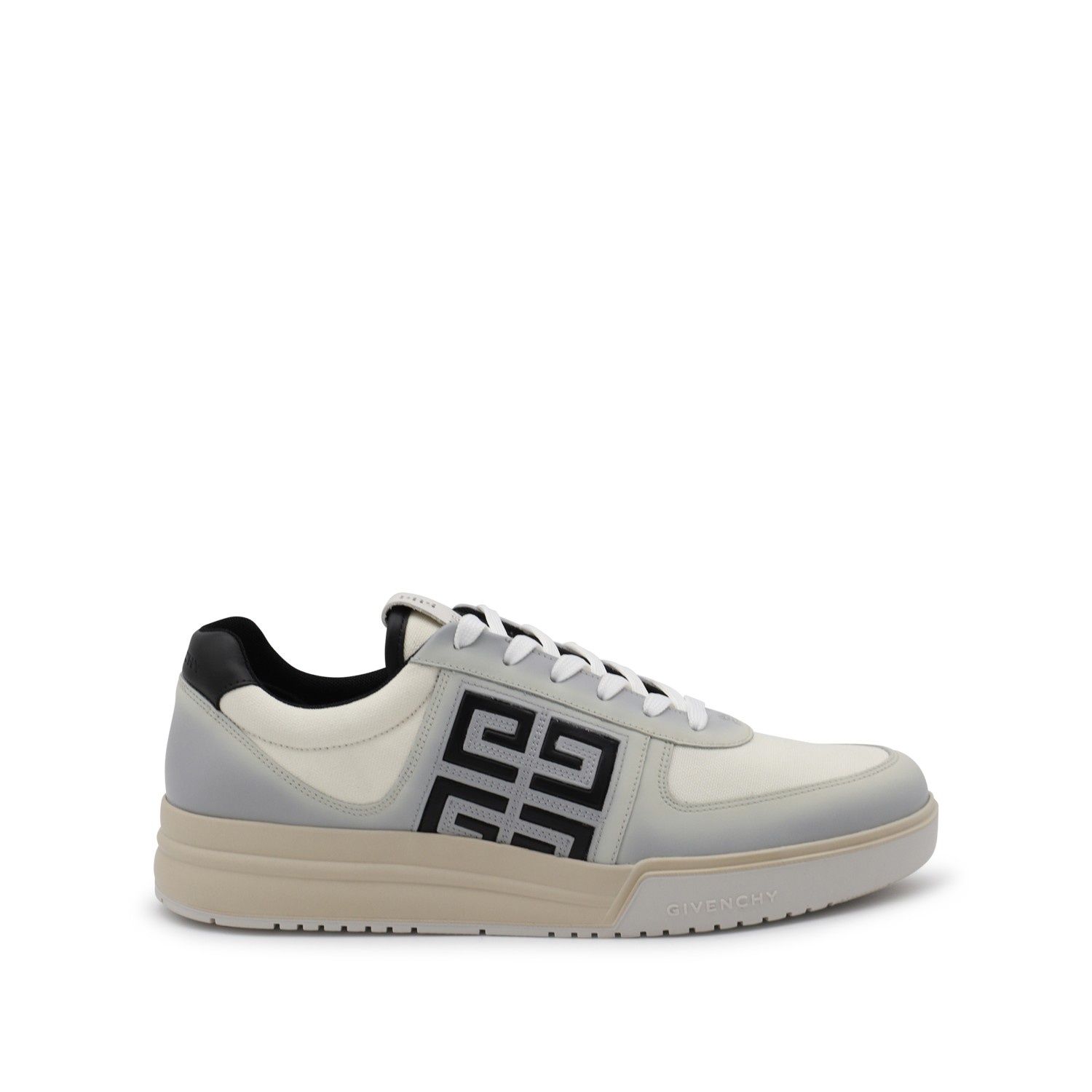 WHITE AND GREY LEATHER 4G SNEAKERS - 1