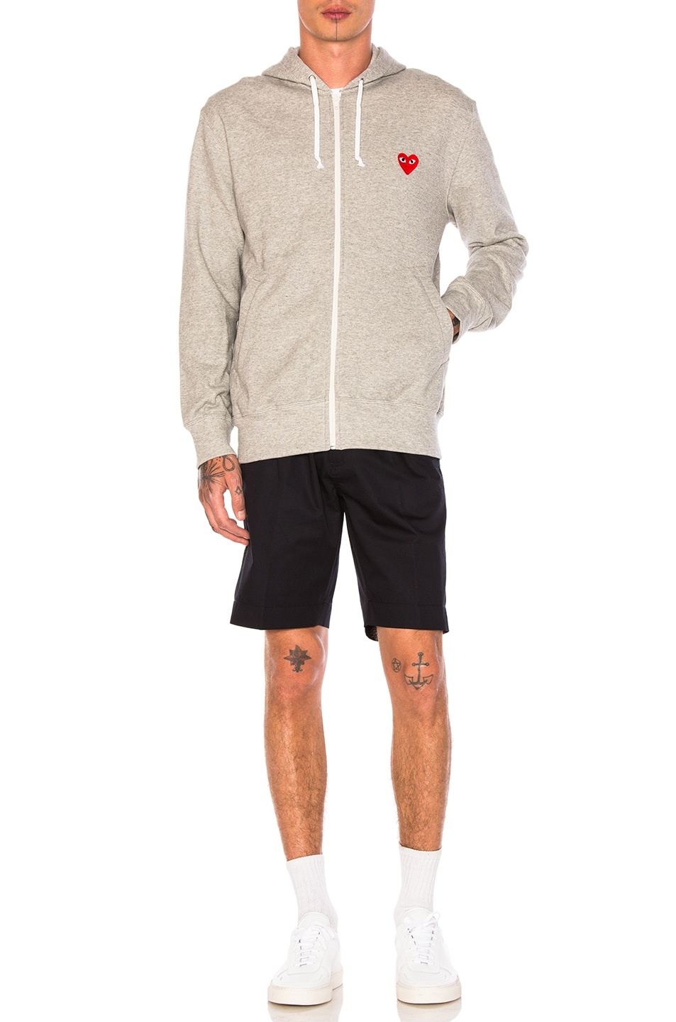 Red Emblem Zip Cotton Hoodie - 5