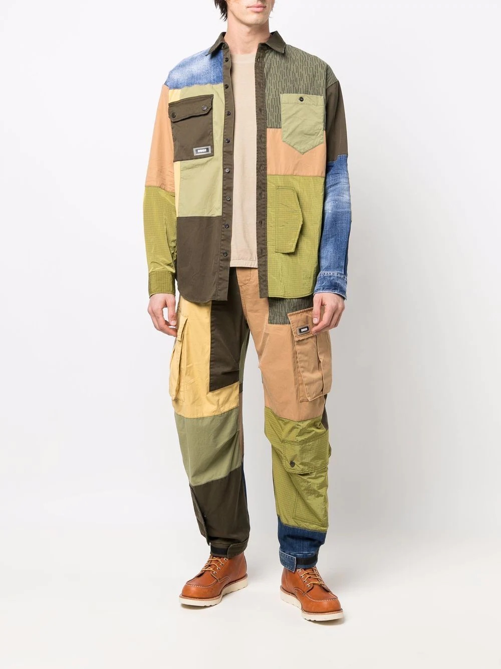 military patchwork shirt jacket - 2