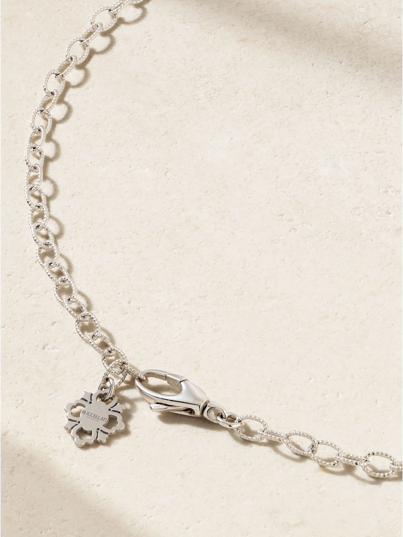 Blossom sterling silver and gold-plated, jasper and diamond necklace Silver - 3