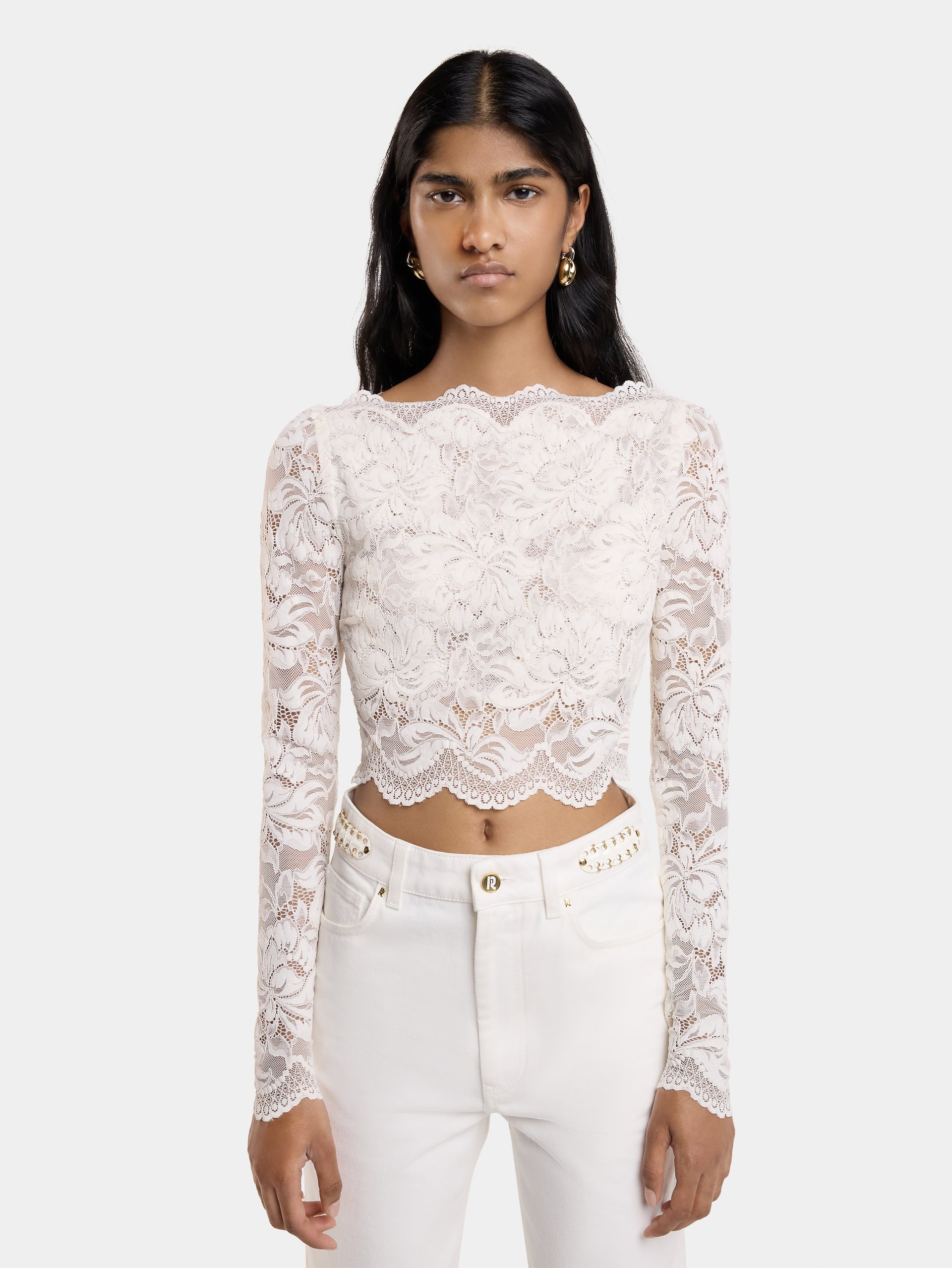 IVORY CROP TOP IN LACE - 3