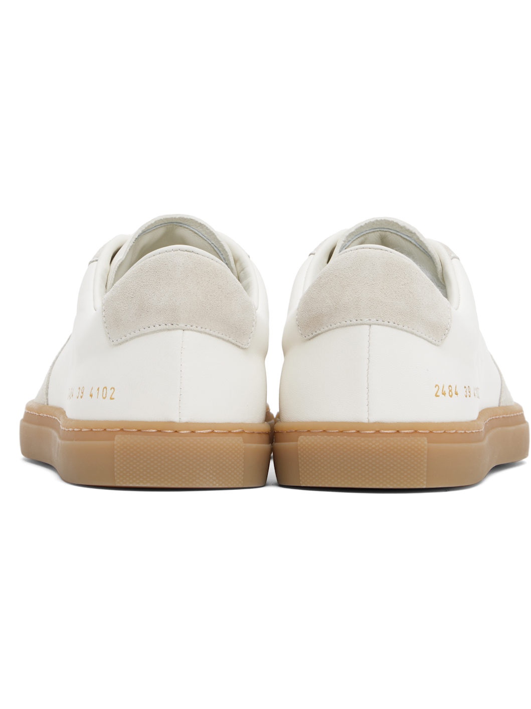 White & Beige BBall Duo Slim Sneakers - 2
