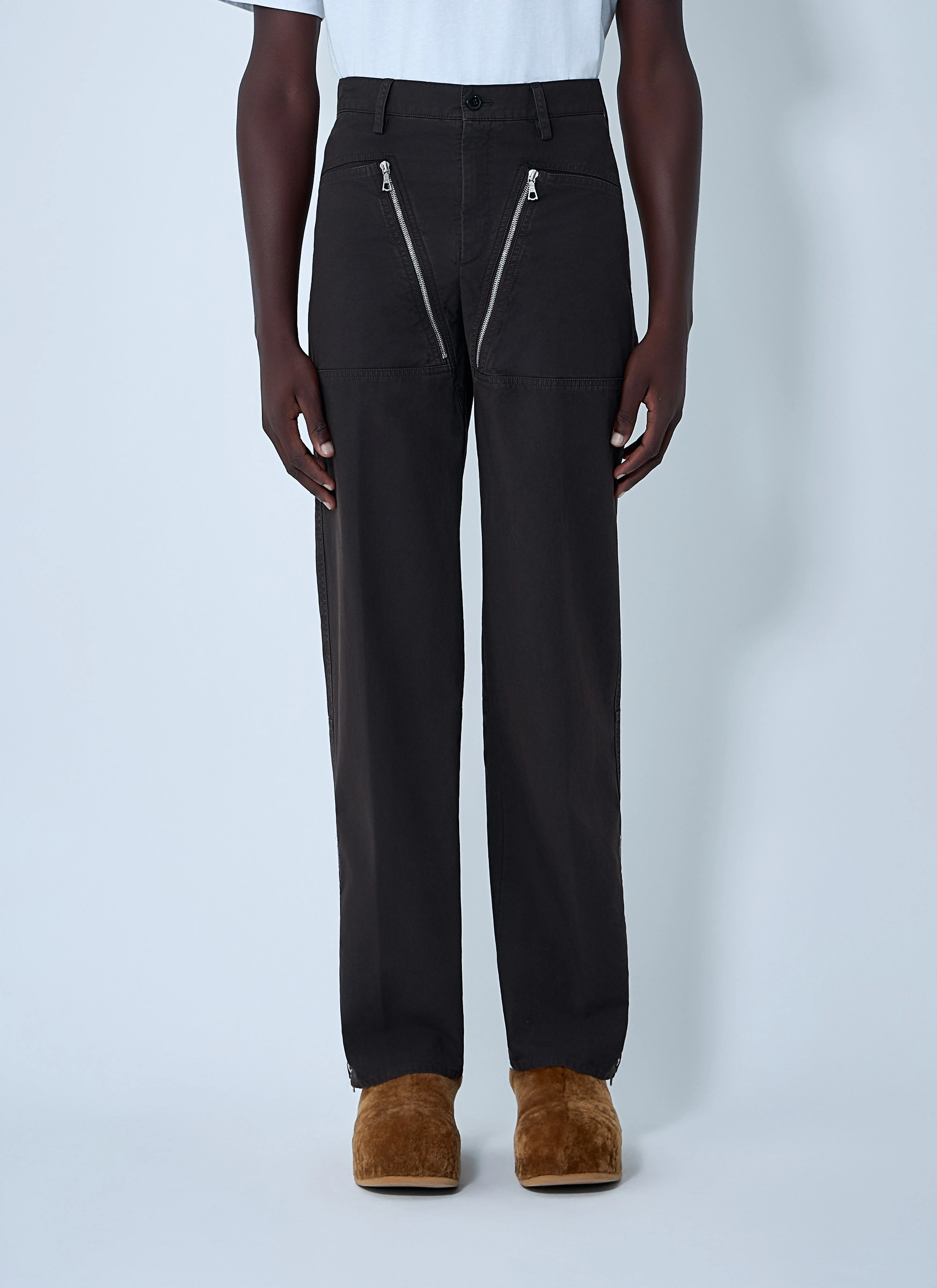 Dries Van Noten Men Zip Cotton-Twill Pants - 1