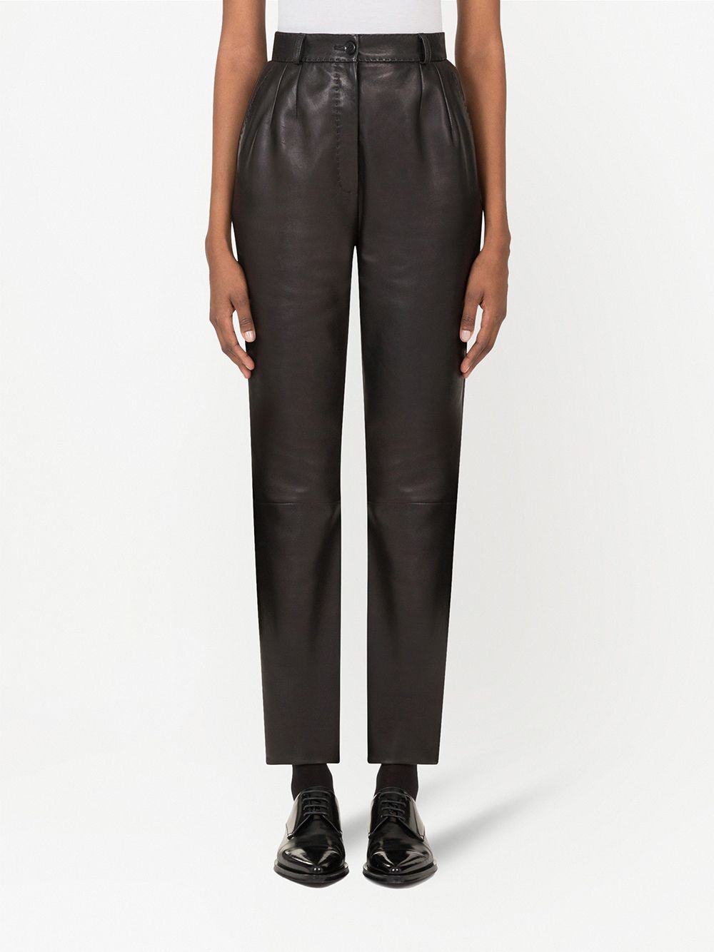 dart-detailing leather trousers - 3