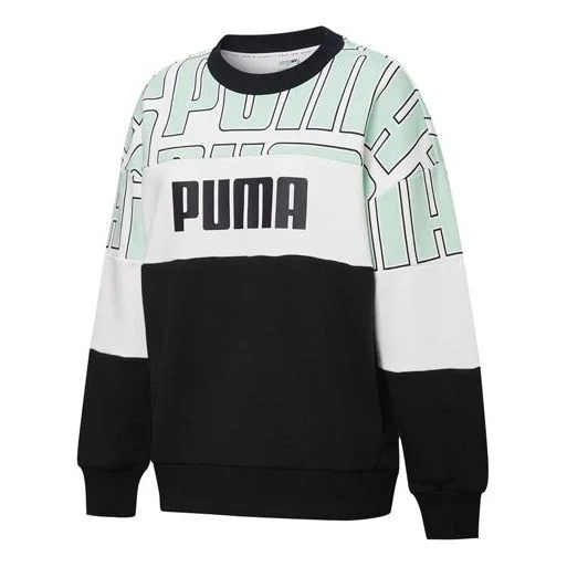 (WMNS) PUMA Colourblock Aop Sweatshirt 'Black Green White' 598241-32 - 1