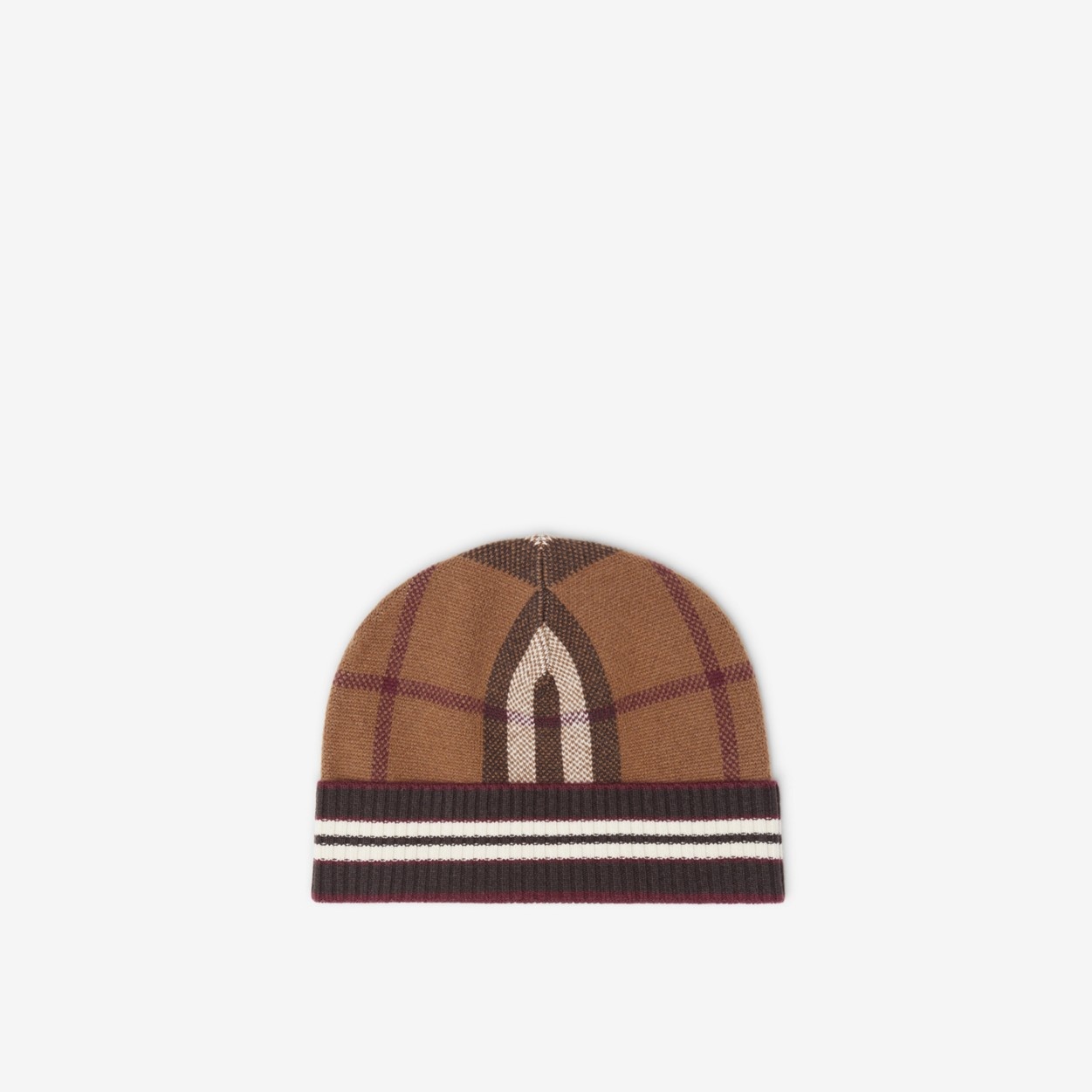 Check and Stripe Cashmere Beanie - 2