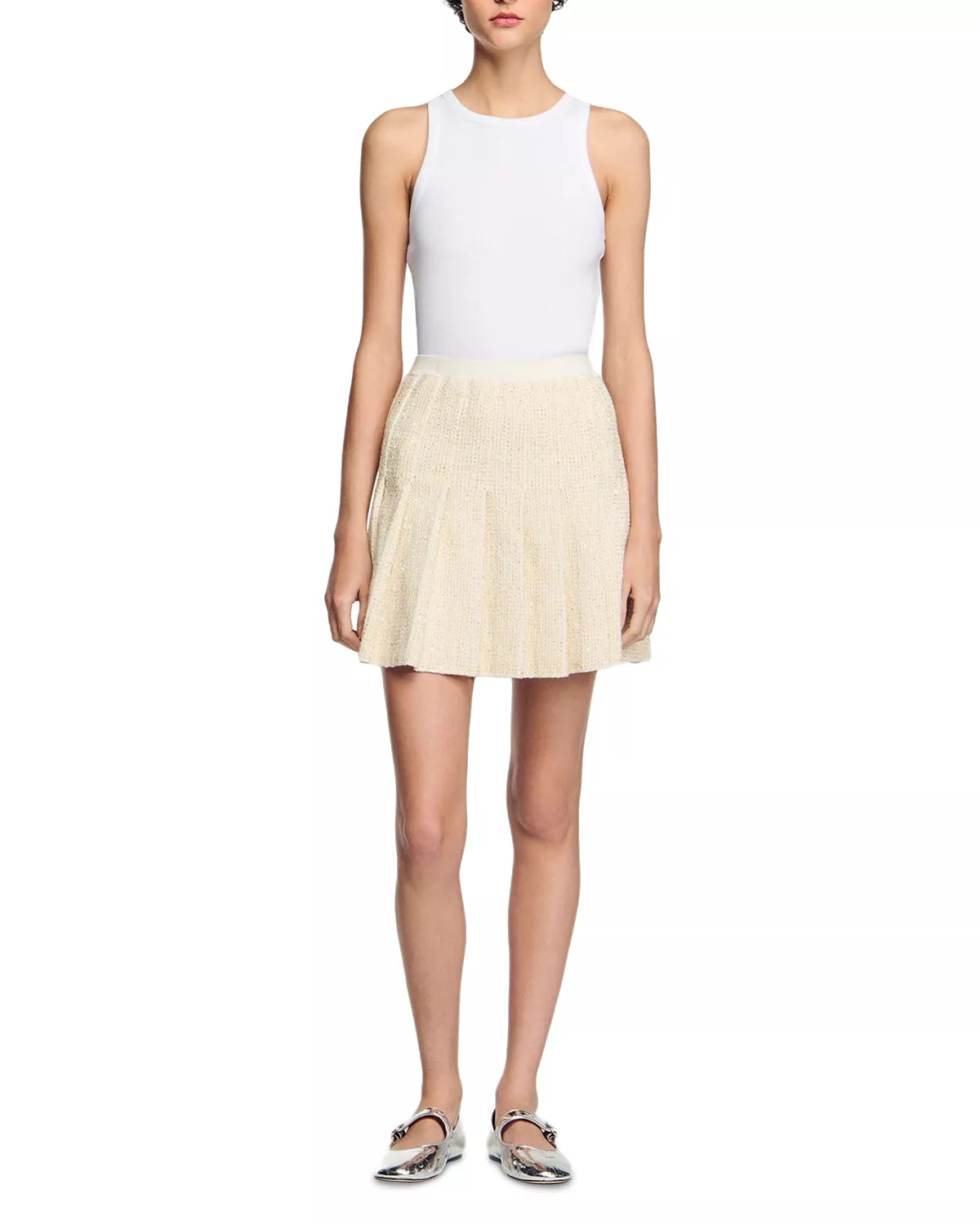 Short Tweed Pleated Skirt - 5