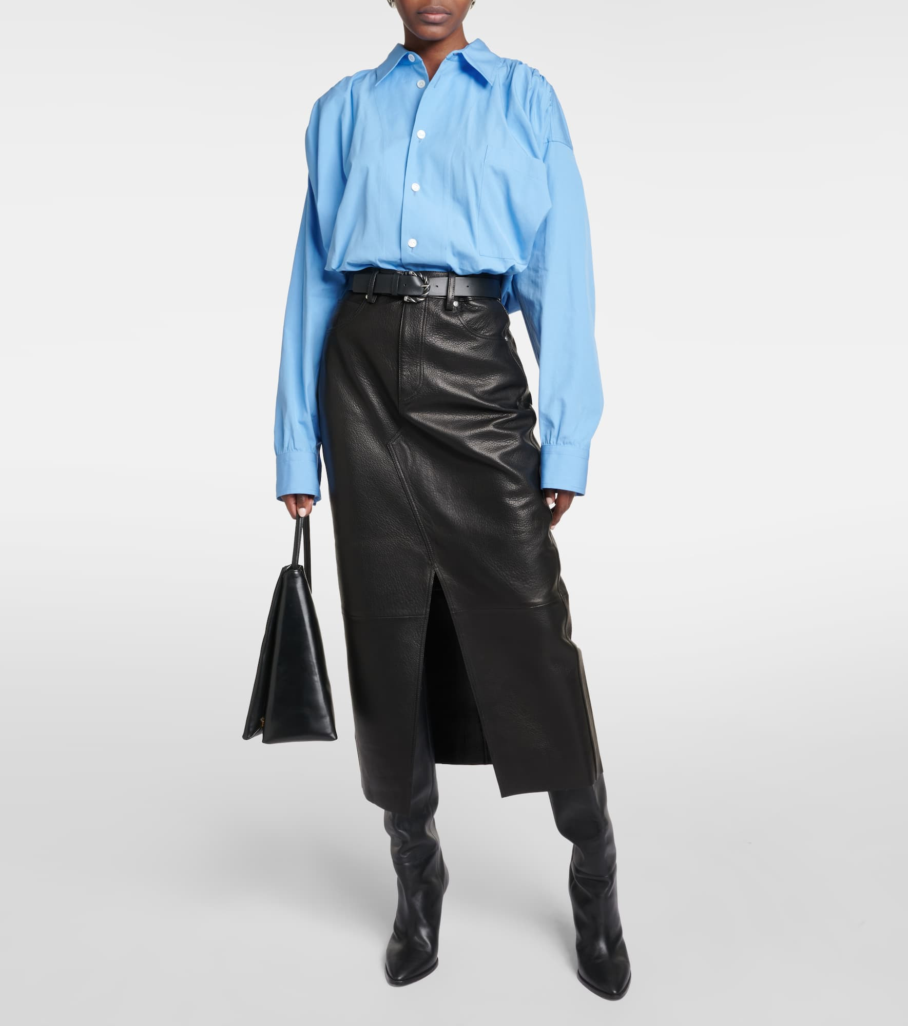 The Midaxi high-rise leather midi skirt - 2