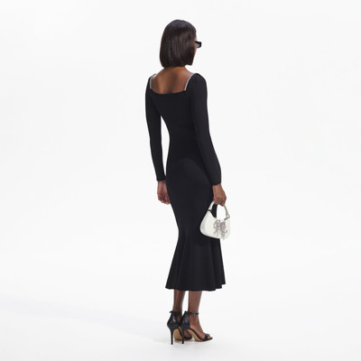 self-portrait Black Knit Diamante Trim Midi Dress outlook