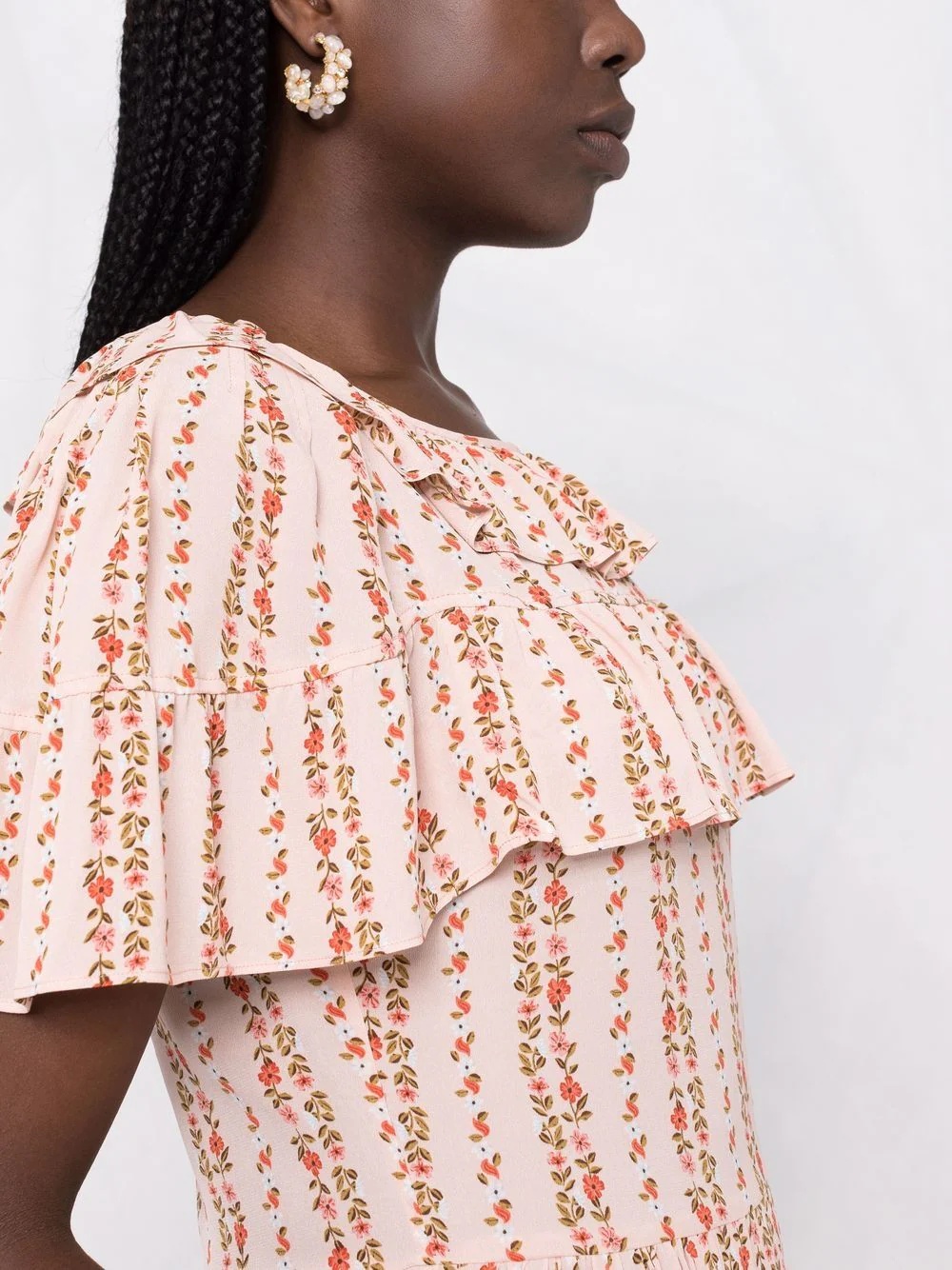 floral-print cape-like mini dress - 5
