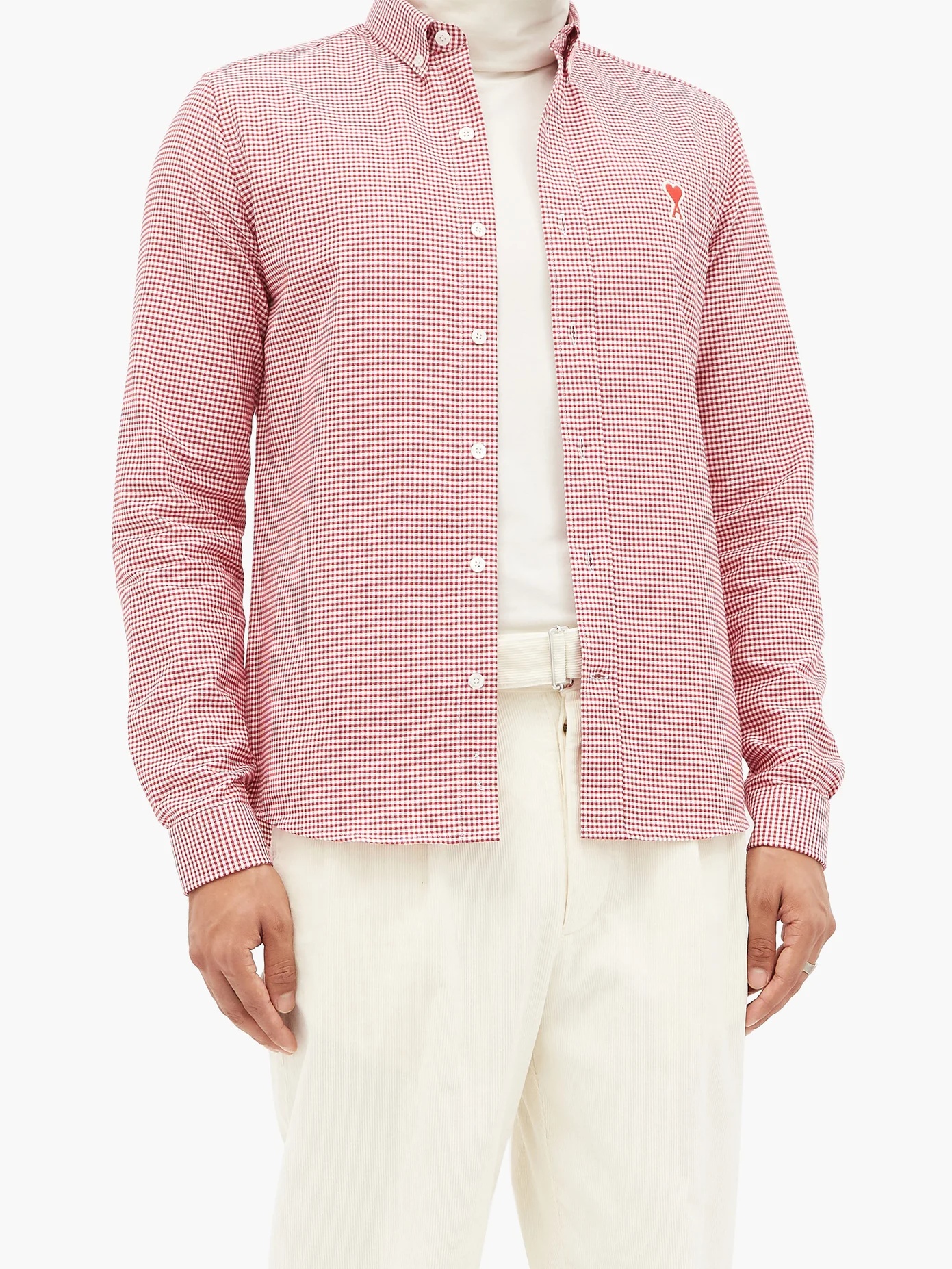 Logo-appliqué gingham cotton shirt - 6