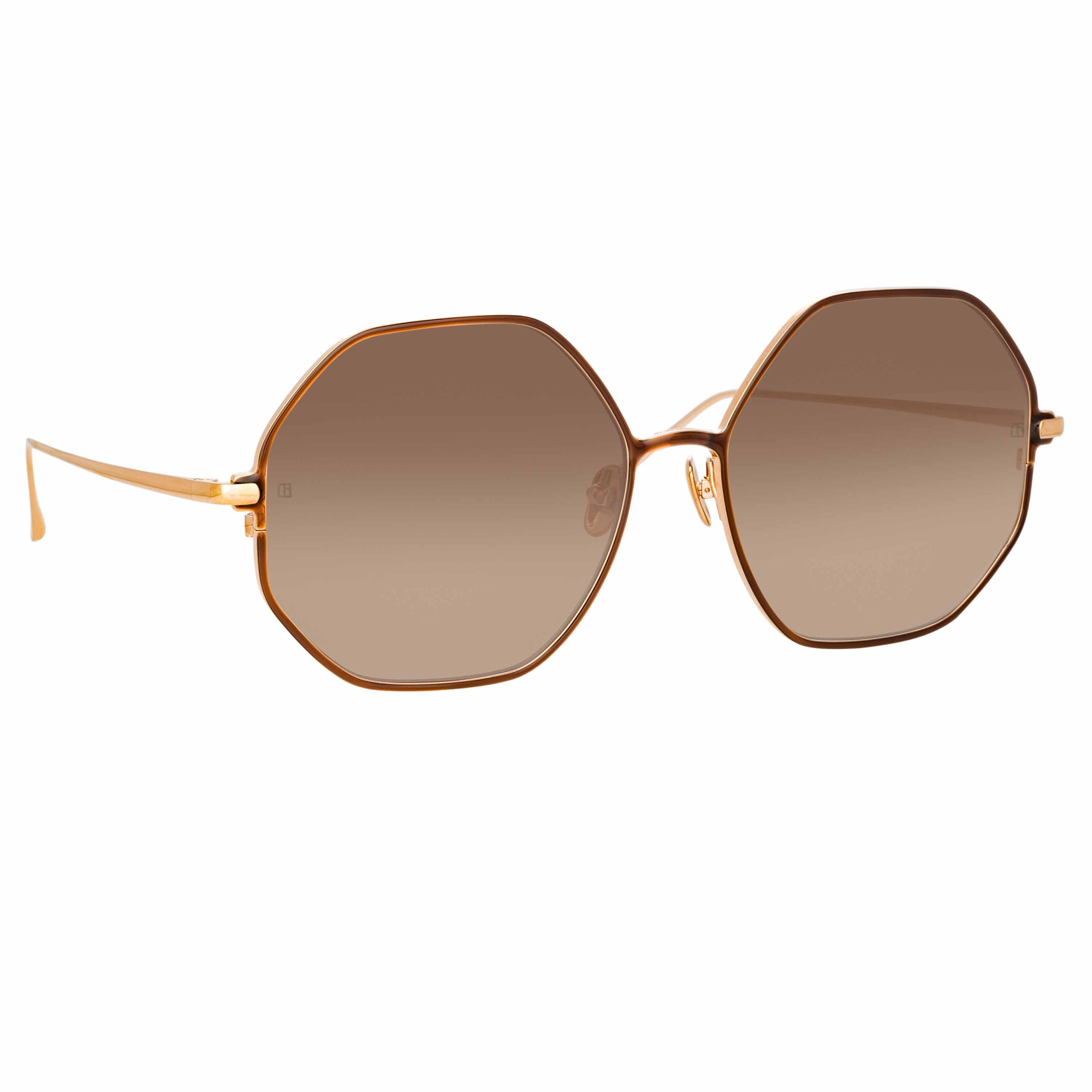 LEIF OVERSIZED SUNGLASSES IN ROSE GOLD AND BROWN - 3